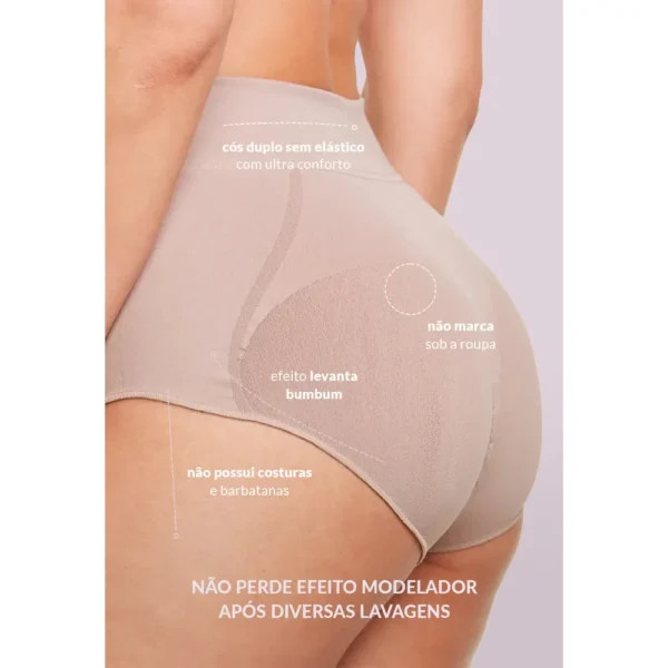 Sensually Moda - Calcinha Modeladora Cintura Alta Cavada Levanta Bumbum Base Plié