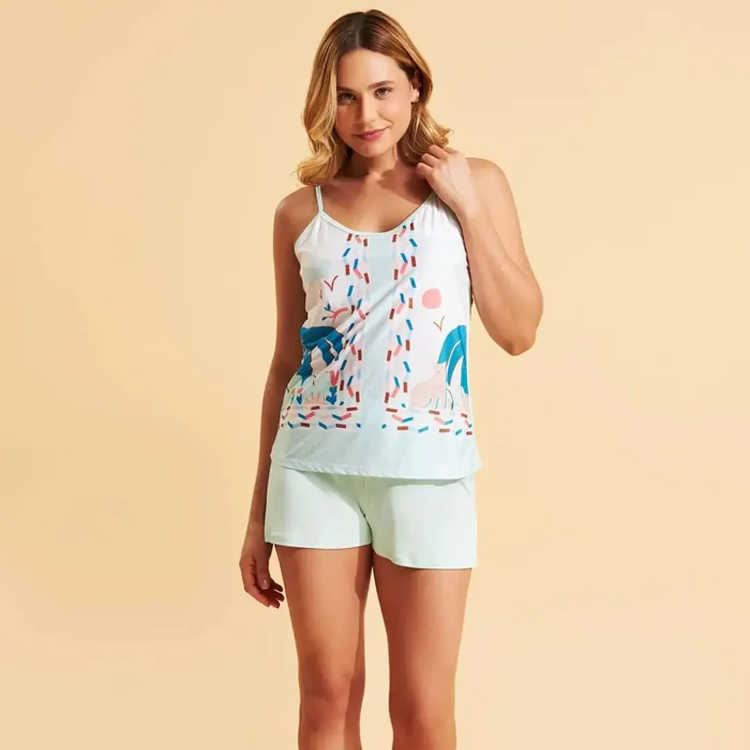 Sensually Moda - Pijama de Supermicro e Microfibra Com Renda - Recco