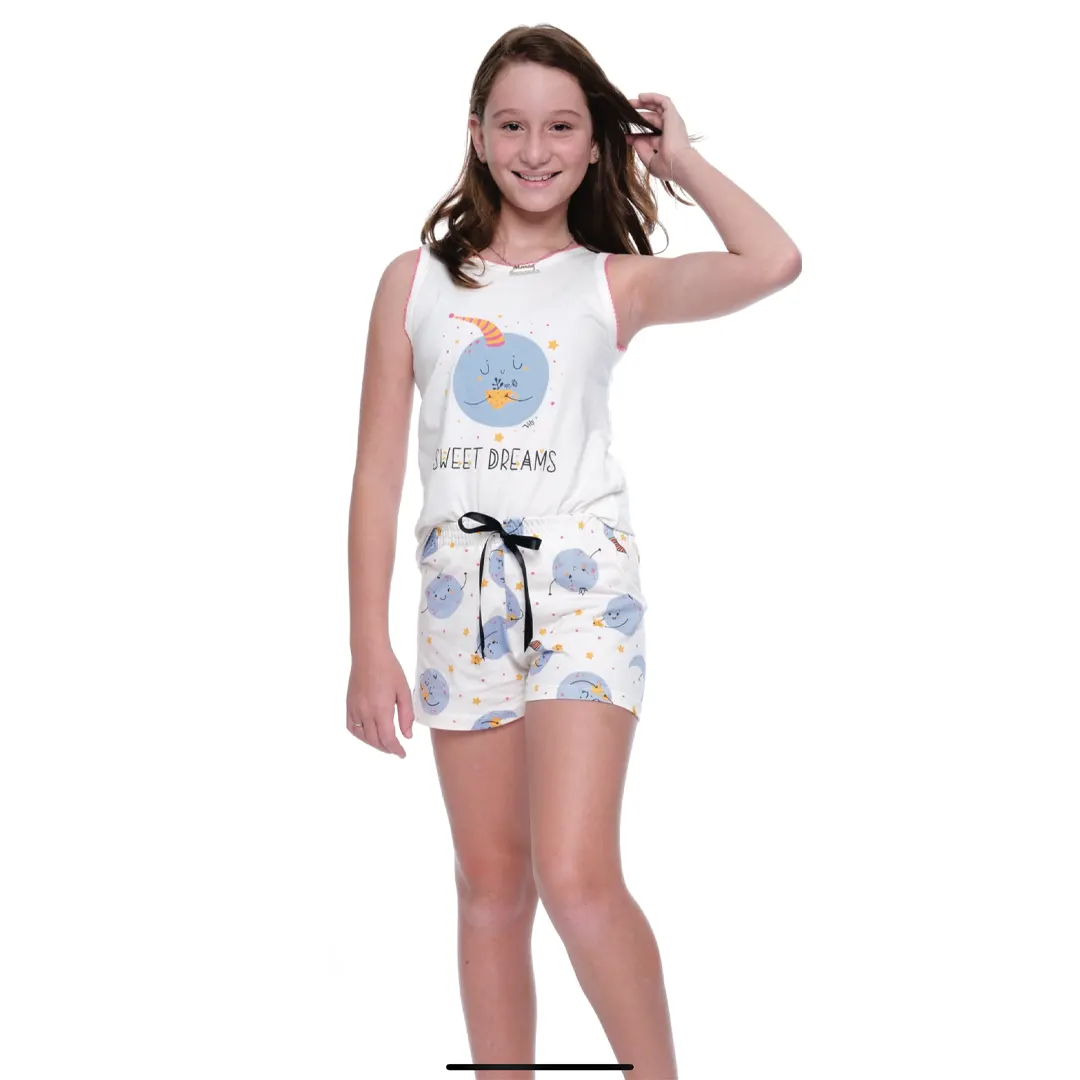 Sensually Moda - Pijama Infantil Regata Sweet Dreams – Maciez e Charme para um Sono Perfeito